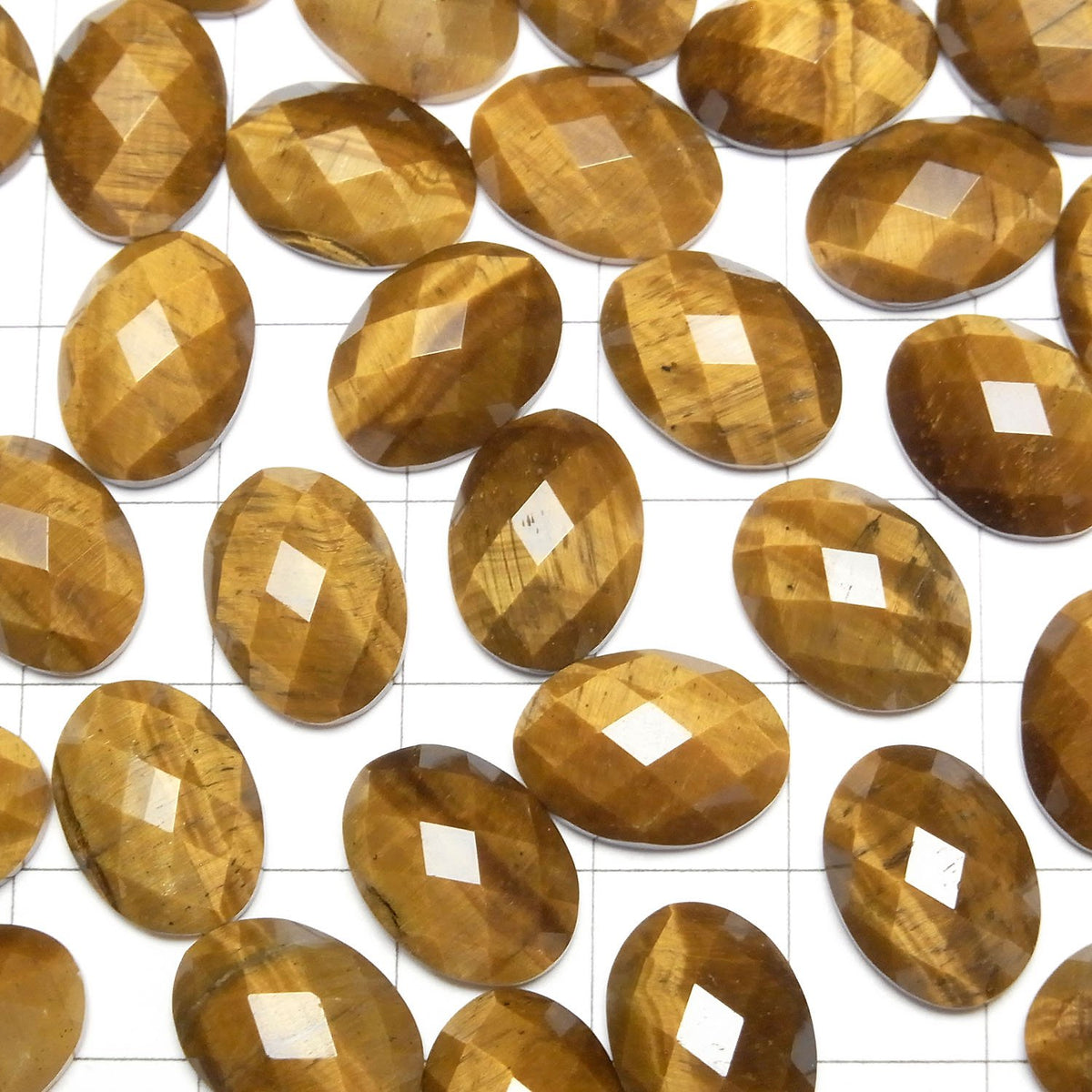 Œil de Tigre Jaune AAA Ovale Facetté Cabochon 14x10mm 2pcs