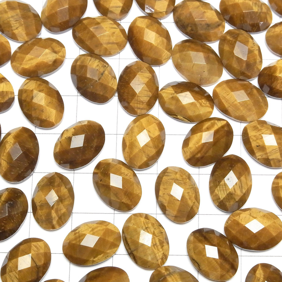 Œil de Tigre Jaune AAA Ovale Facetté Cabochon 14x10mm 2pcs