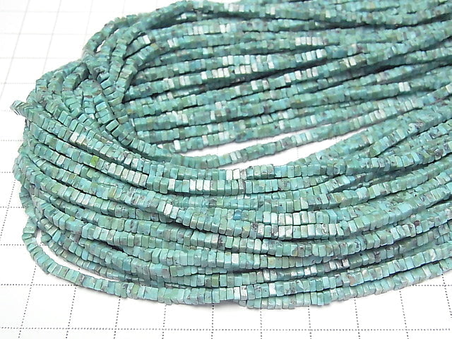 Türkis AA++ Quadratische Rondelle (Scheibe) halbe oder 1Strang Perlen (ca. 15 Zoll/36 cm)