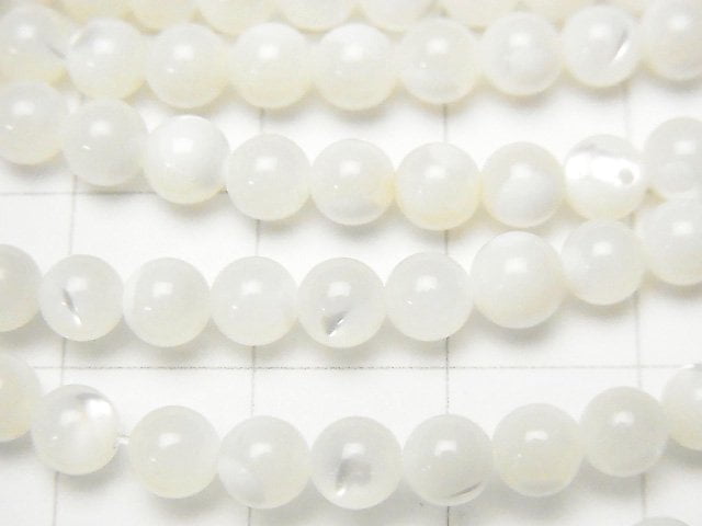 Mother of Pearl MOP White Round 4mm 1strand beads (aprx.15inch / 38cm)
