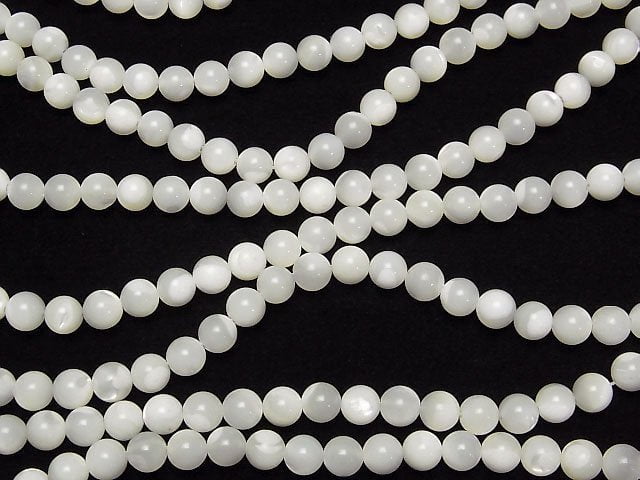 Mother of Pearl MOP White Round 6mm 1strand beads (aprx.15inch / 37cm)