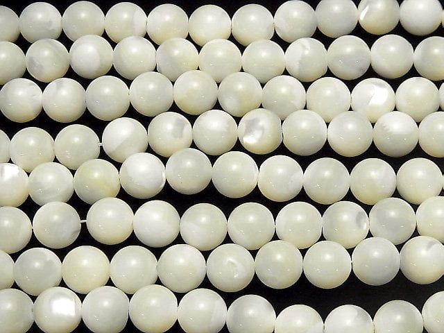 1串$14.99!珍珠母貝 MOP 白色圓形 12毫米 1串珠子 (約15英吋 / 36公分)