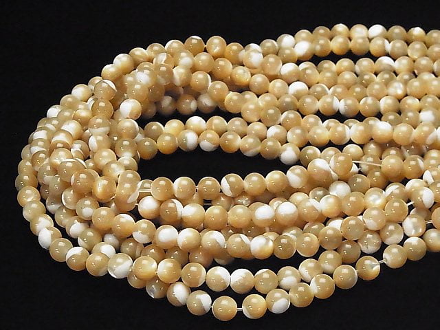 Mother of Pearl MOP Beige Round 8mm 1strand beads (aprx.15inch/37cm)