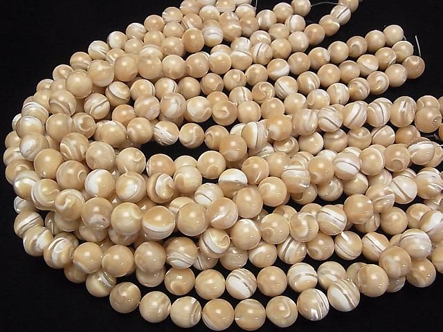Mother of Pearl (MOP) Beige Round 12mm 1-strand beads (approx. 15 inches/37 cm)