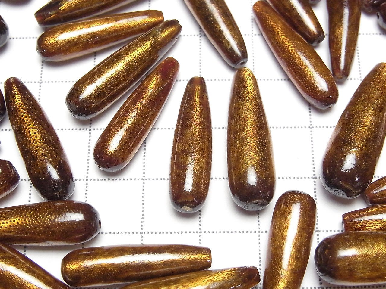 Goldkoralle Halb Durchbohrtes Loch Tropfen (Glatt) 27x7mm 2 Stück