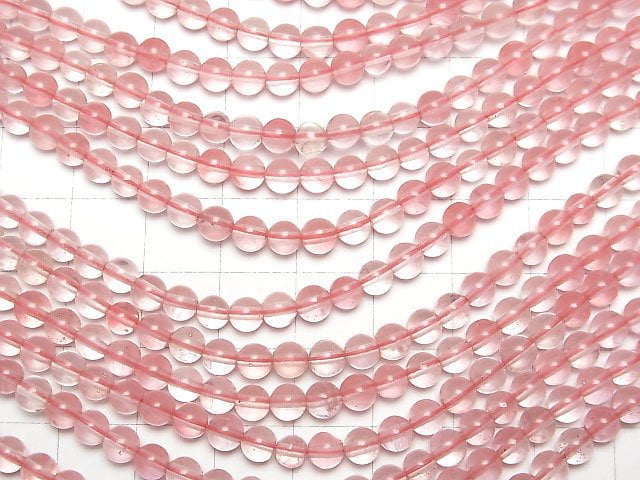Cherry Quartz Glass Round 4mm 1strand beads (aprx.15inch/37cm)