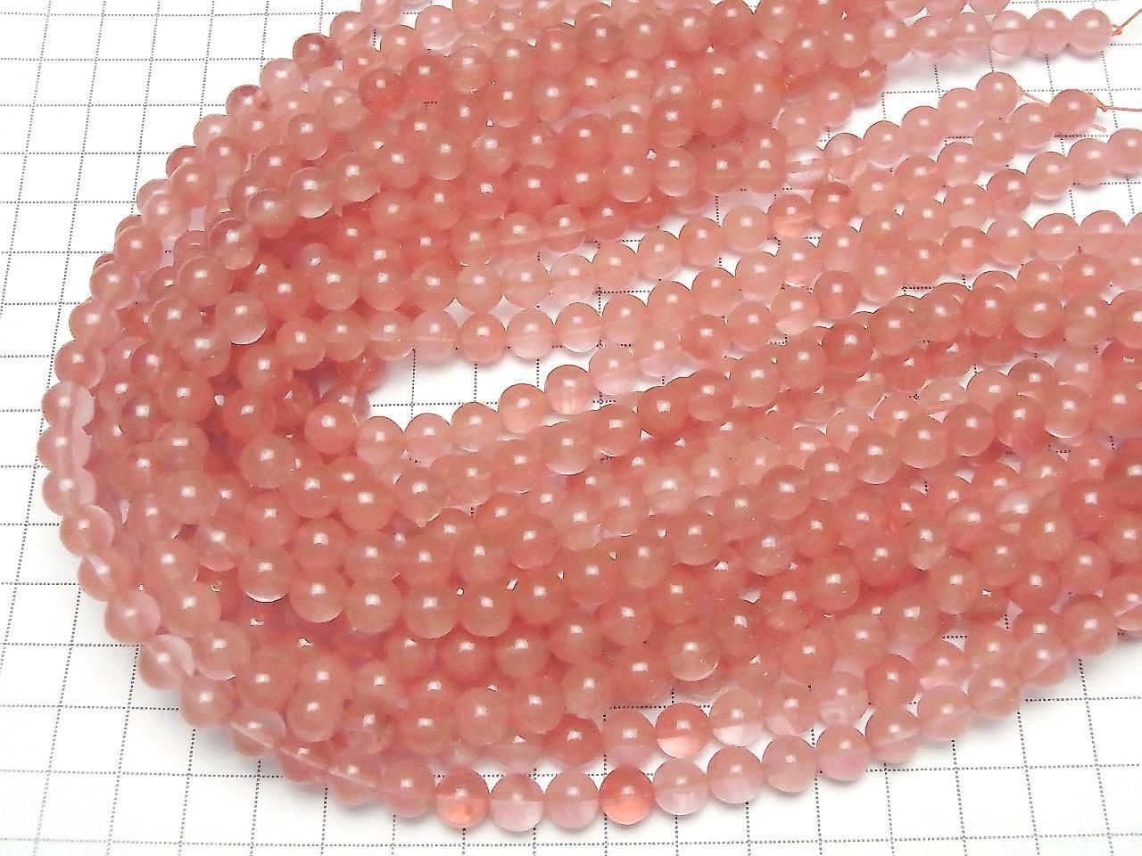1 Strang 3,79 $! Kirschquarzglas Runde 8 mm 1 Strang Perlen (ca. 15 Zoll / 37 cm)