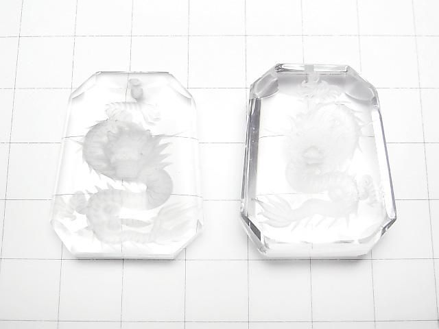 Carved by Dragon (Four Divine Beasts)! Crystal AAA Pendant 32mm 1pc