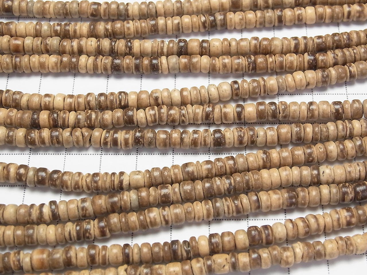 Coconut Rondelle beads 5x5x3mm Beige x Brown 1 strand (approx. 15 inches/37 cm)