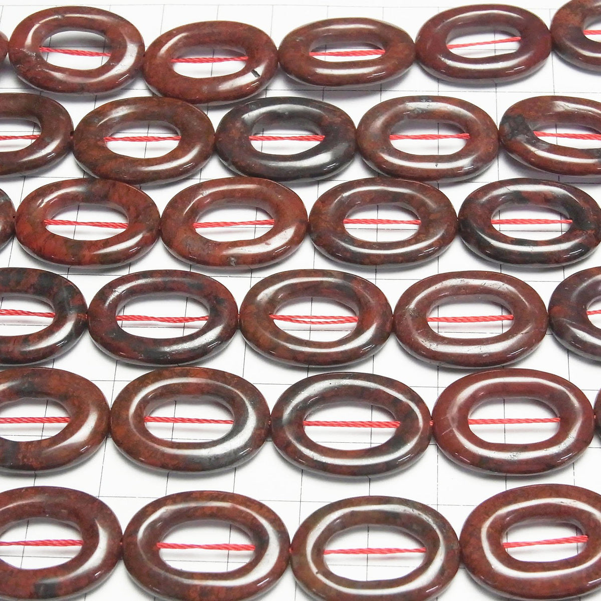 Poppy Jasper Oval (Donut) 25 x 18 x 4 mm half or 1strand beads (aprx.15 inch / 37 cm)