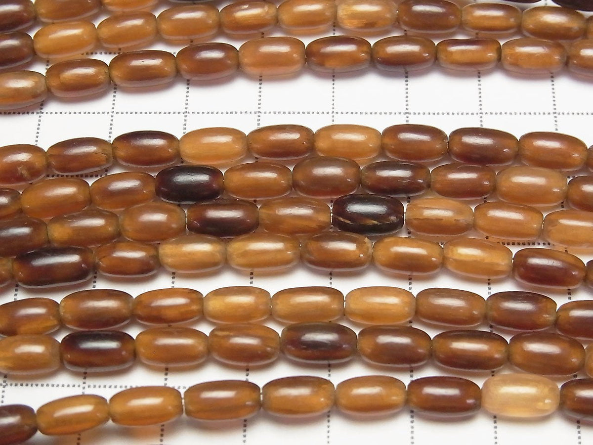 Perles en corne de buffle (riz) 9x4x4mm marron 1 fil (environ 38cm)