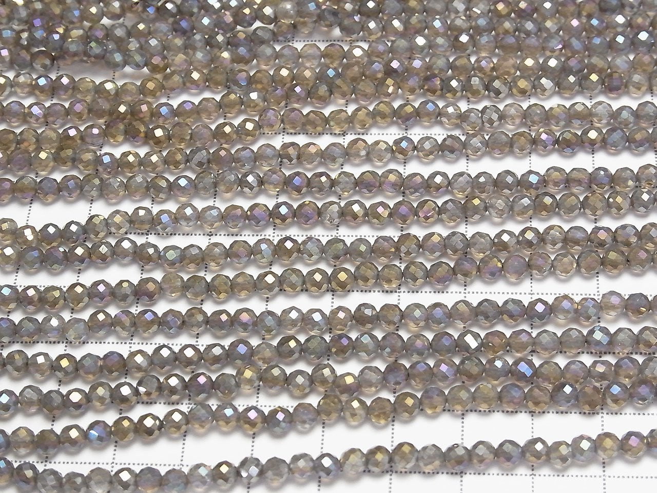 Hochwertig! Blitz, rauchiger Quarz facettiert Rund 4mm 1Strang Perlen (ca. 15Zoll/37cm)