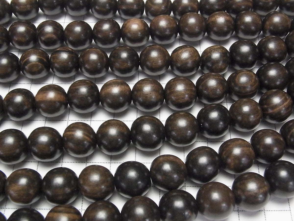 Ebony Wood Semi Round 15mm 1strand beads (aprx.15inch/37cm)