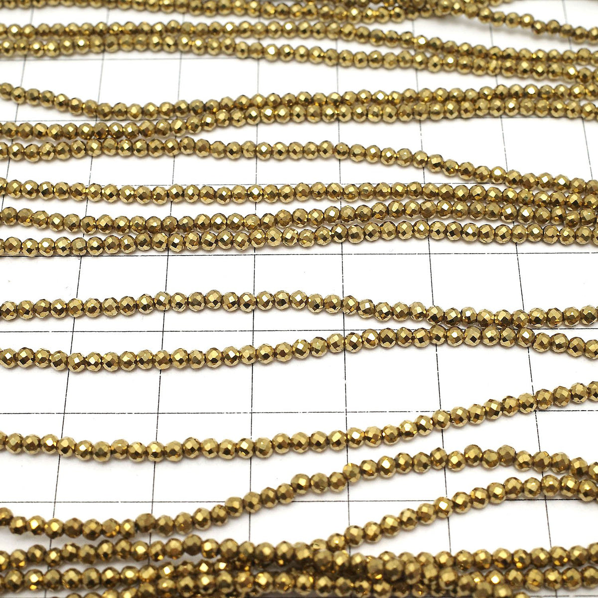 High Quality! Hematite Faceted Round 2mm gold coated 1strand beads (aprx.15inch/36cm)