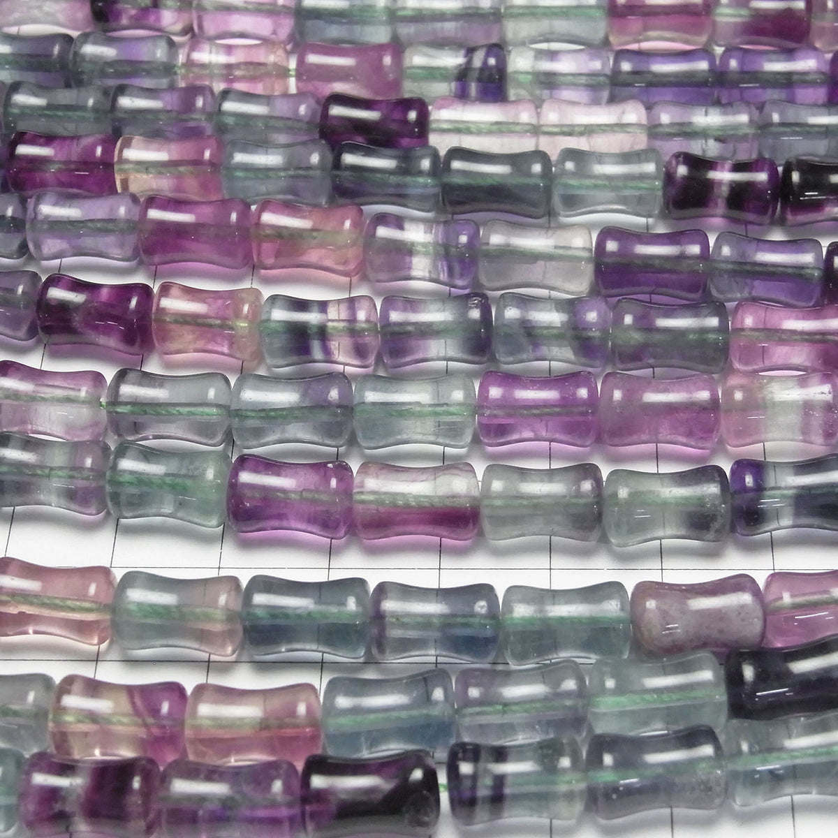 Fluorite Multicolore AAA- Bambou 12x8x8mm 1 fil perles (env.15inch/36cm)