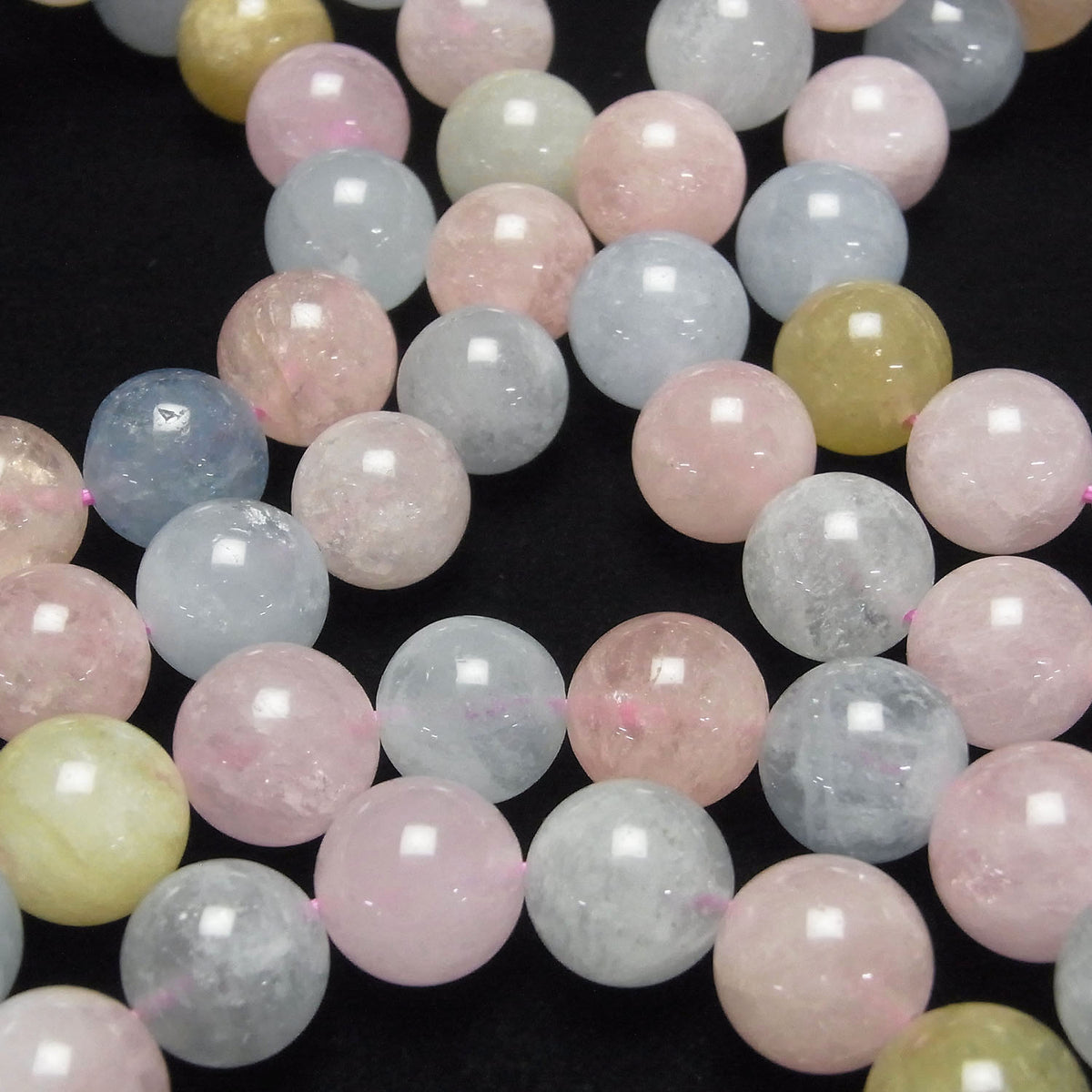 Bracelet Beryl Mix (Aigue-marine multicolore) AAA- Rond 12mm