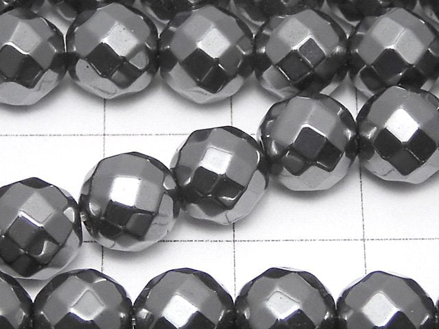 Magnetic! Hematite 64Faceted Round 8mm 1strand beads (aprx.15inch/38cm)