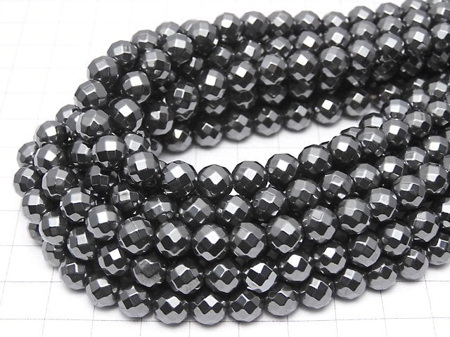 Magnetic! Hematite 64Faceted Round 8mm 1strand beads (aprx.15inch/38cm)