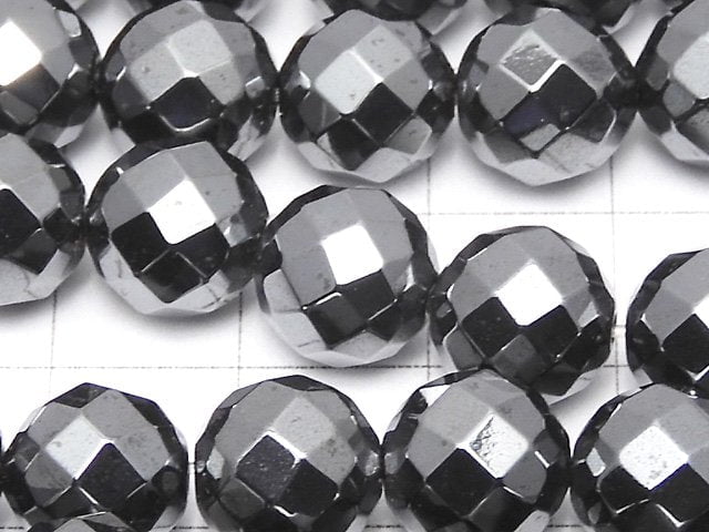 Magnetic! Hematite 64Faceted Round 10mm 1strand beads (aprx.15inch/38cm)