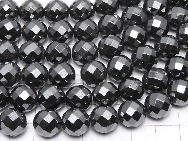 Magnetic! Hematite 64Faceted Round 12mm half or 1strand beads (aprx.15inch/38cm)