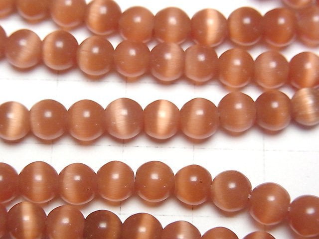 Dark orange color Cat's Eye Round 6mm 1strand beads (aprx.14inch/34cm)