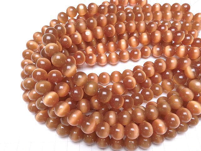Dark orange color Cat's Eye Round 12mm 1strand beads (aprx.14inch/34cm)
