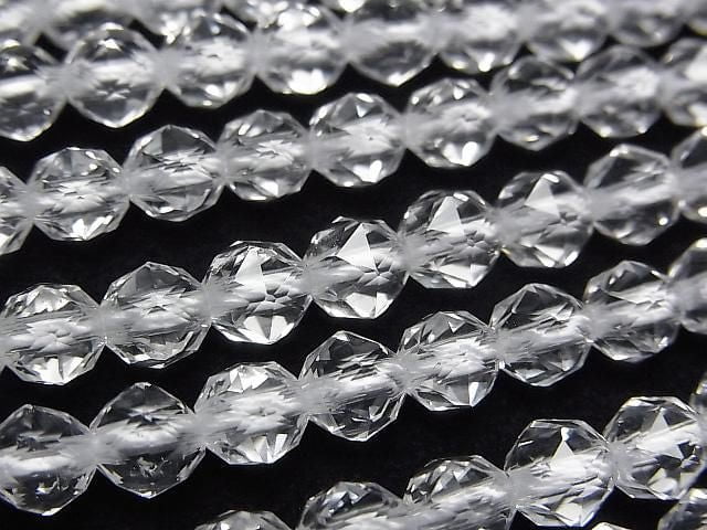 High Quality! Crystal Quartz AAA Star Faceted Round 6mm 1/4 or 1strand beads (approx. 15 inches/38 cm)