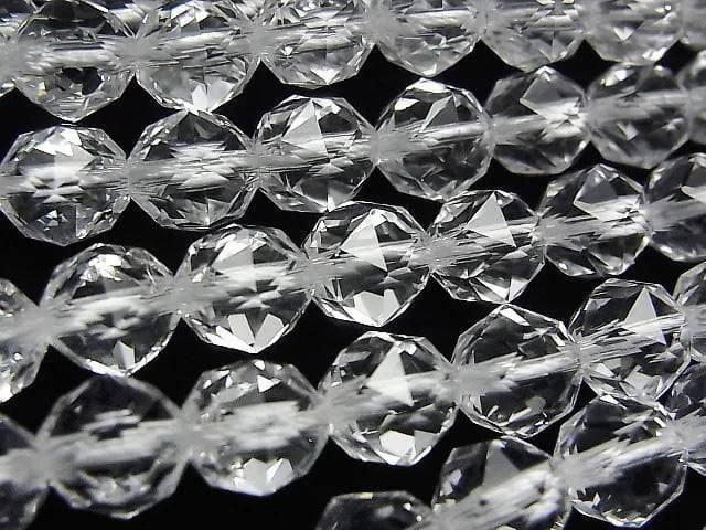 Haute qualité ! Quartz cristallin AAA facetté en étoile rond 8mm, 1/4 ou 1 fil de perles (environ 15 pouces/38 cm)