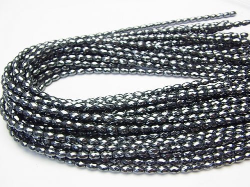 1strand $7.79! Hematite Faceted Rice 6x4mm x4mm 1strand beads (aprx.15inch/38cm)