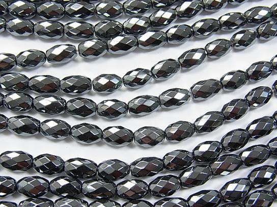 1strand $7.79! Hematite Faceted Rice 9x6mm x6mm 1strand beads (aprx.15inch/38cm)