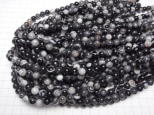 Tibetische Achat (Augenachat) Rund 8mm 1 Strang Perlen (ca. 15 Zoll/36 cm)