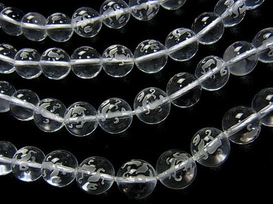 Tiger (Four Divine Beasts) Carving! Crystal Quartz AAA Round 10 mm, 12 mm 1/4 or 1strand beads (aprx.15 inch / 38 cm)