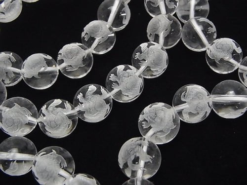 Turtle (Four Divine Beasts) Carved! Crystal Quartz AAA-AAA- Round 10mm,12mm,14mm,16mm half or 1strand beads (Bracelet)