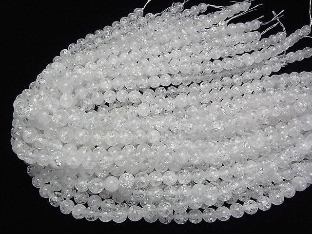Cracked Crystal Quartz (Crack Quartz) Round 8mm 1strand beads (aprx.15inch/37cm)