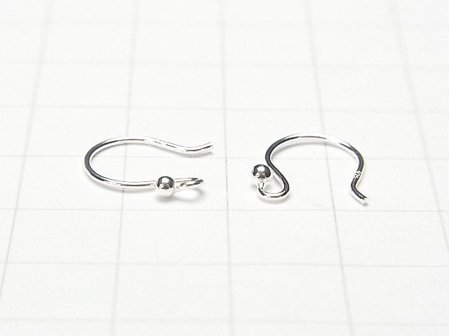 Silver925 Earwire 14x10mm with round beads 2pairs (4 pieces)