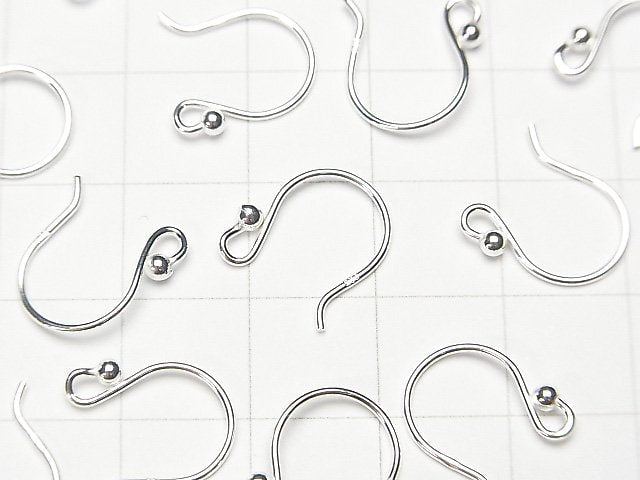 Silver925 Earwire 14x10mm with round beads 2pairs (4 pieces)