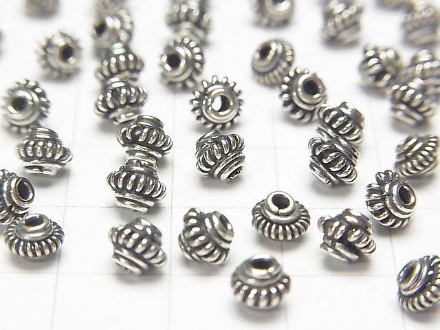 Bali Silver Rondelle 5x5x4.5mm Oxidized Finish 2pcs