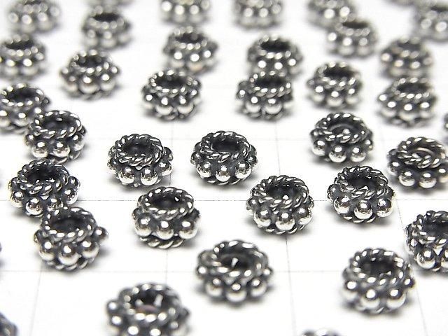Bali Silver Rondelle 6x6x3.5mm Oxidized Finish 2pcs