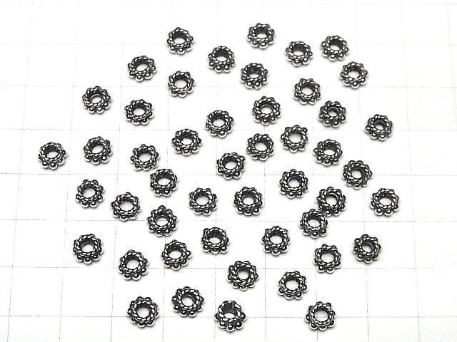 Bali Silver Rondelle 6x6x3.5mm Oxidized Finish 2pcs