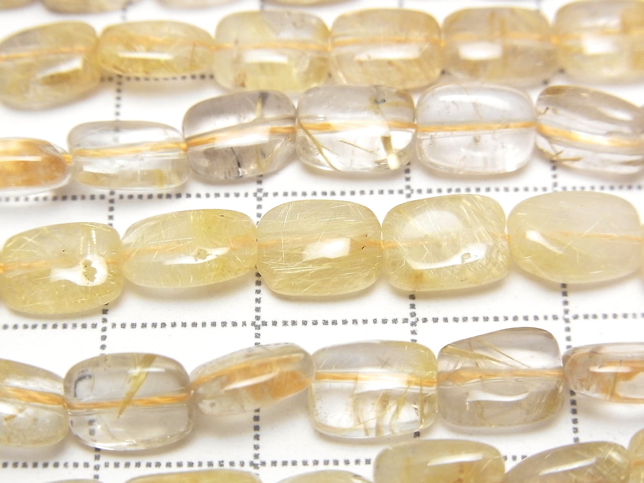 Rutilated Quartz AA++ Rectangle 8x6mm Half or 1strand beads (approx. 15 inches/38 cm)