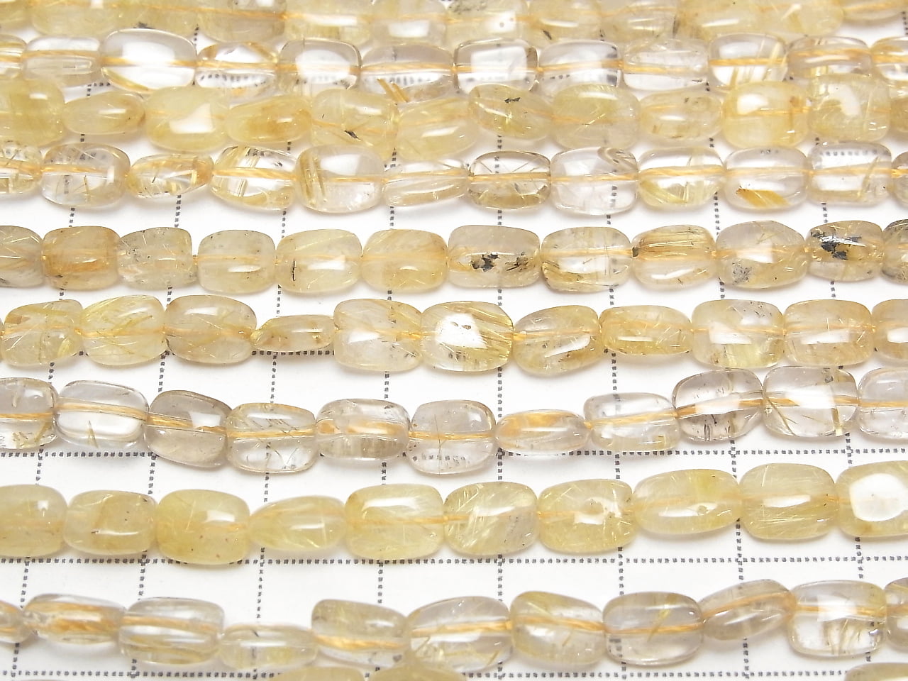 Rutilated Quartz AA++ Rectangle 8x6mm Half or 1strand beads (approx. 15 inches/38 cm)