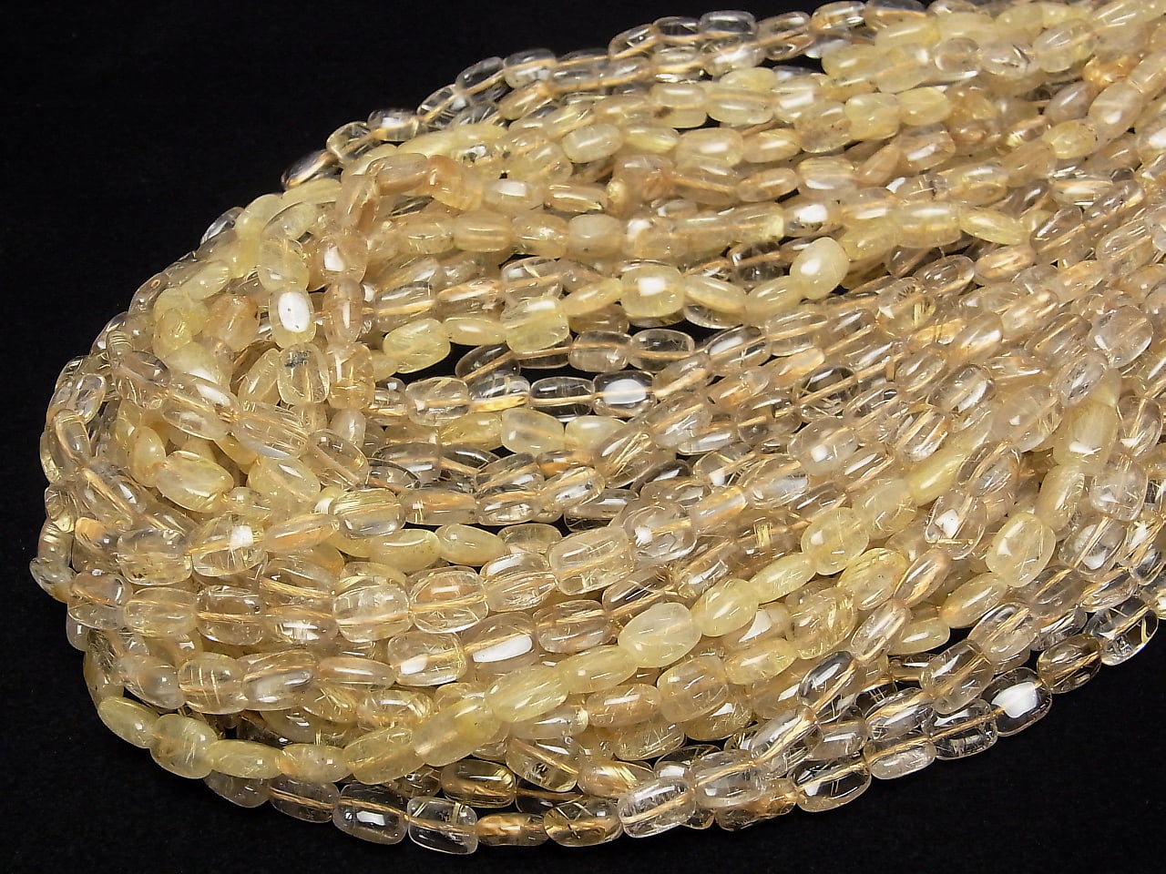 Rutilated Quartz AA++ Rectangle 8x6mm Half or 1strand beads (approx. 15 inches/38 cm)