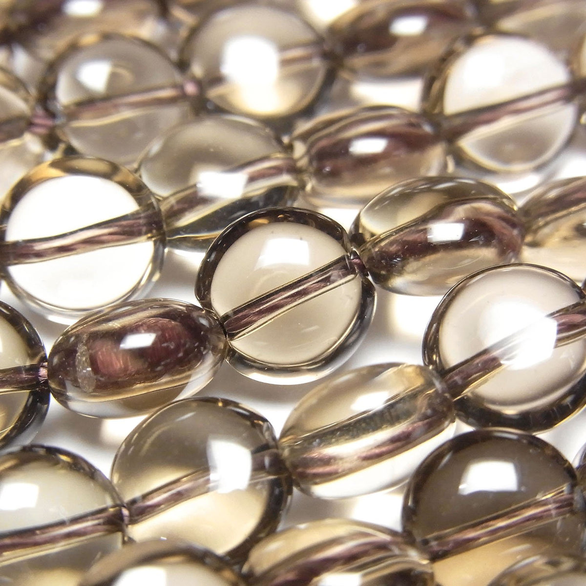 Smoky Quartz AAA Coin 8x8x5mm half or 1strand beads (aprx.15inch/37cm)