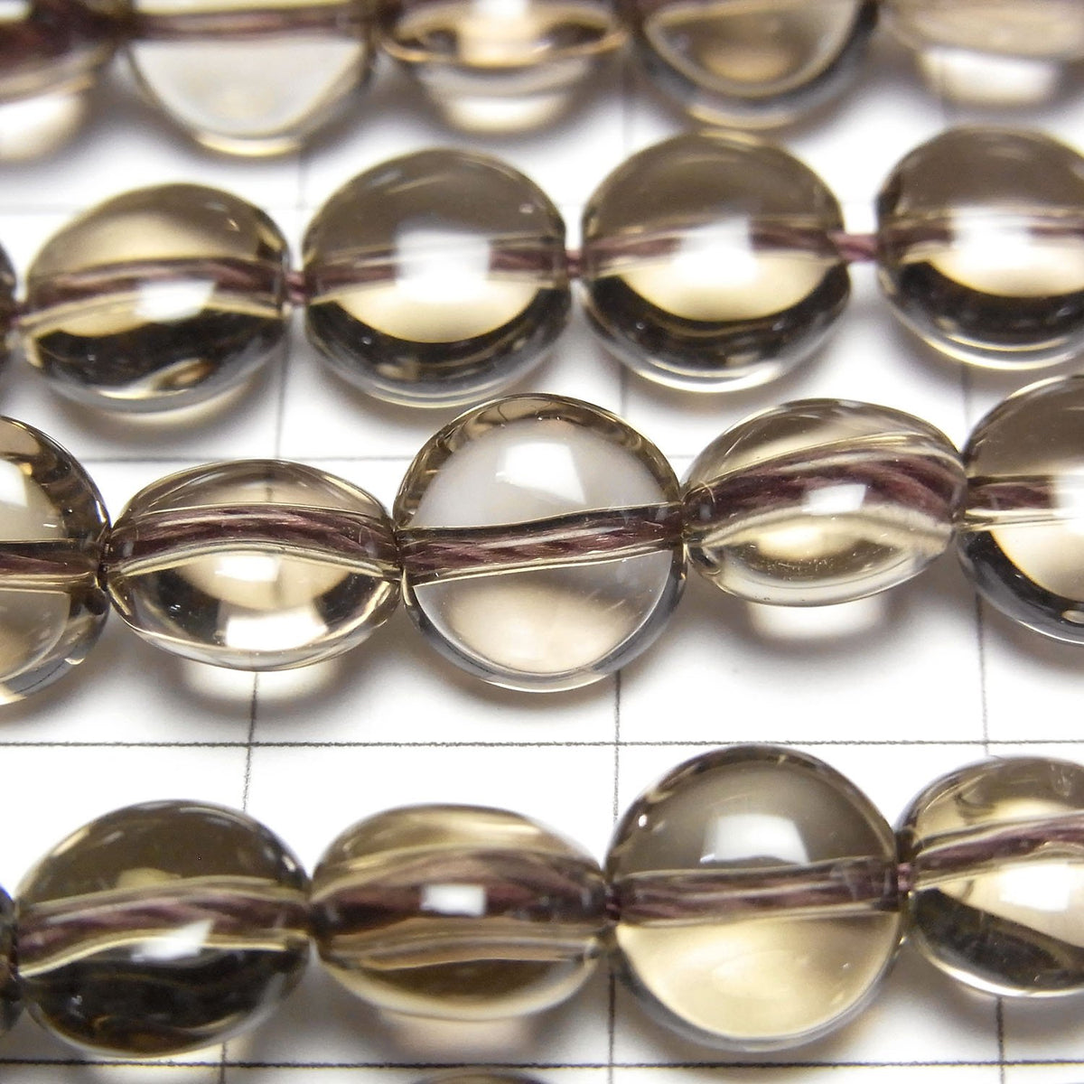 Smoky Quartz AAA Coin 8x8x5mm half or 1strand beads (aprx.15inch/37cm)
