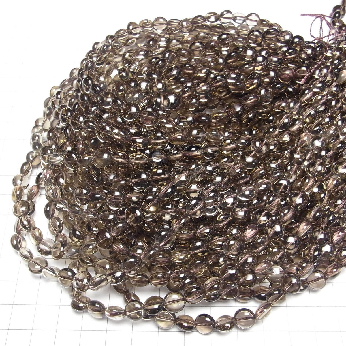 Smoky Quartz AAA Coin 8x8x5mm half or 1strand beads (aprx.15inch/37cm)