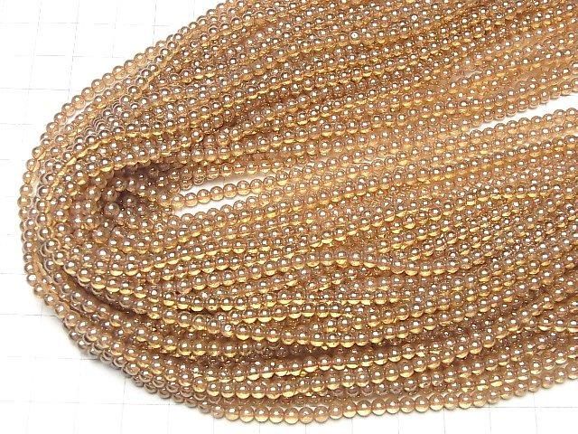 Champagne Aura Crystal Quartz AAA Round 3mm 1strand beads (aprx.15inch/36cm)
