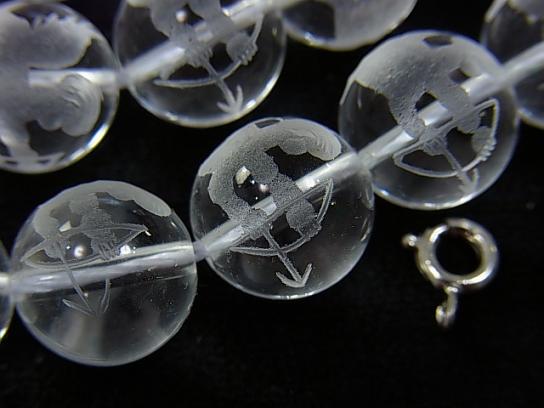 Angel Carving! Crystal Quartz AAA Round 8mm, 10mm, 12mm, 14mm No.2 (arrow) half or 1strand