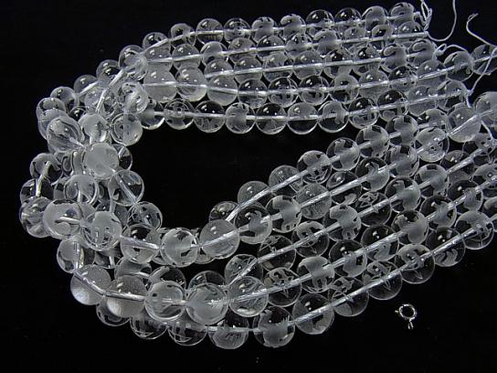 Angel Carving! Crystal Quartz AAA Round 8mm, 10mm, 12mm, 14mm No.2 (arrow) half or 1strand