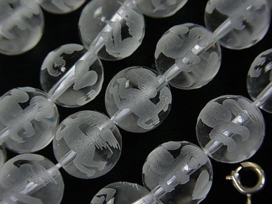 Angel Carving! Crystal Quartz AAA Round 8mm, 10mm, 12mm, 14mm No.3 (heart) 1/4 or 1strand