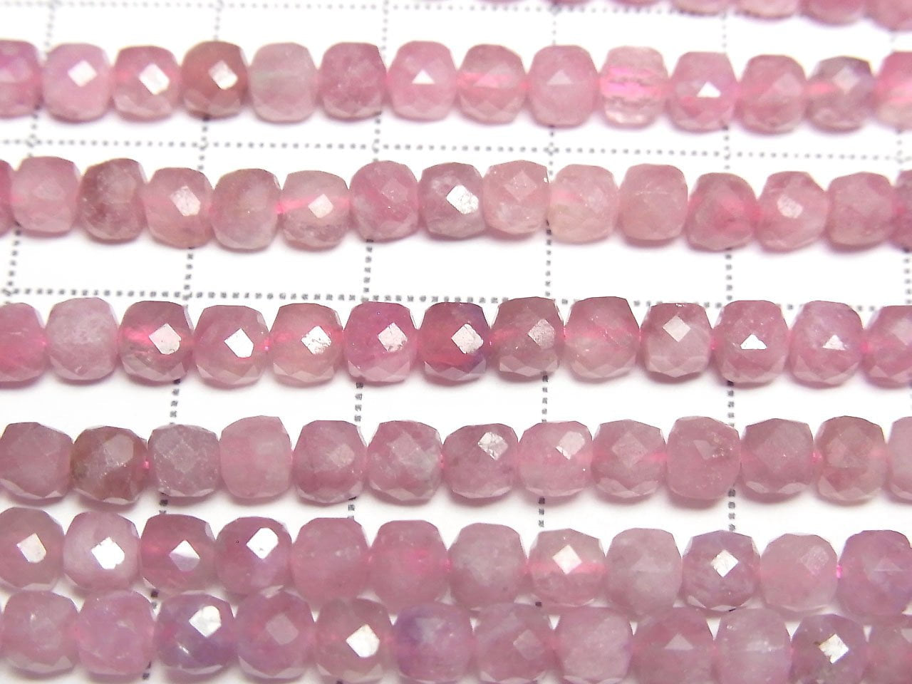 High Quality! Pink Tourmaline AA++ Cube Shape 4x4x4mm Half or 1strand beads (approx. 15 inches/38 cm)